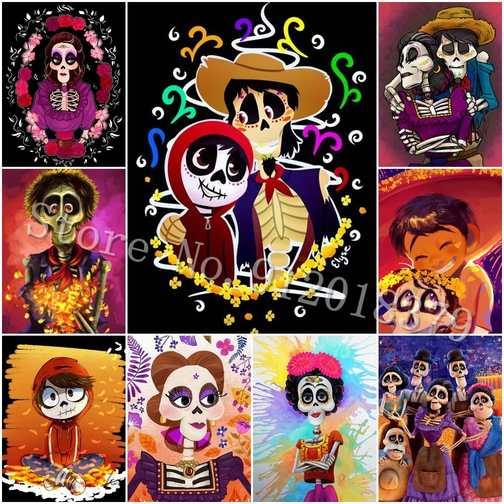 

Diamond Painting Disney Coco Cartoon Movie 5D Diy Mosaic Embroidery Cross Stitch Kit Full Drill Rhinestone Home Decor Stickers