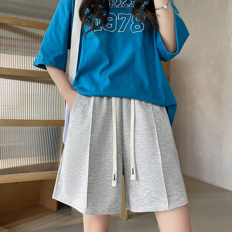 Women Shorts Solid Cotton Cozy Simple Casual Loose Hipsters Running Breathable All-match Streetwear Hot Teens Wide Leg Bottoms