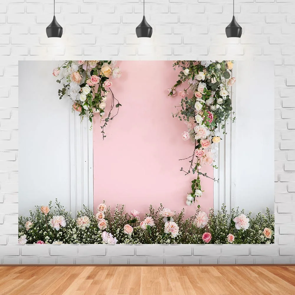 

Фон для фотосъемки на стену с цветочным рисунком, романтичный свадебный фон для фотосъемки с изображением зелени, праздничный баннер на Ден...