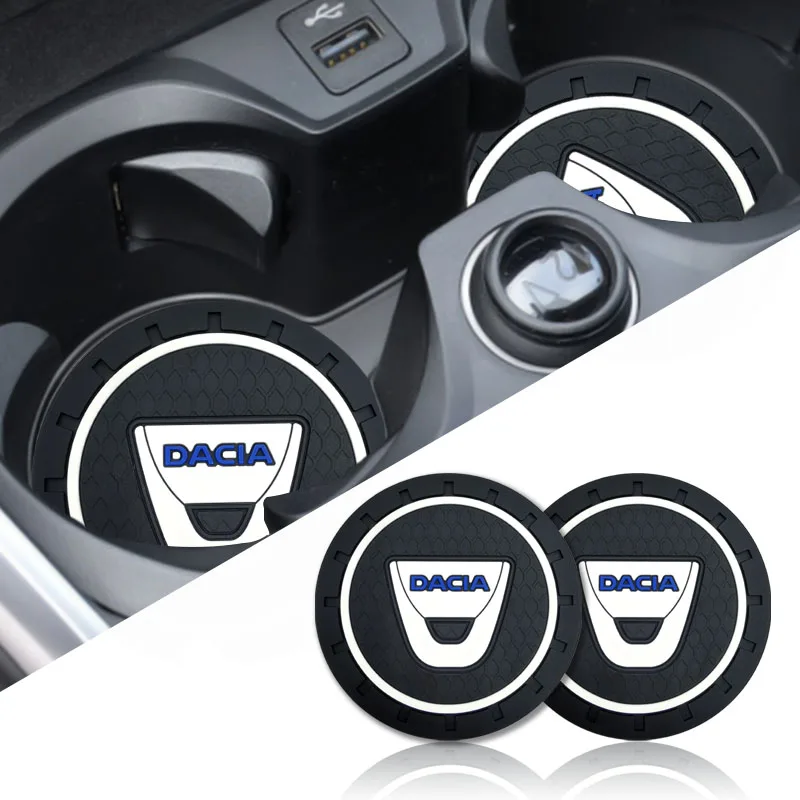 

2pcs New Car Emblem Non-slip Pad Cup Holder Mat for Dacia Duster Logan Sandero Lodgy Stepway Mcv 2 Auto Interior Accessories