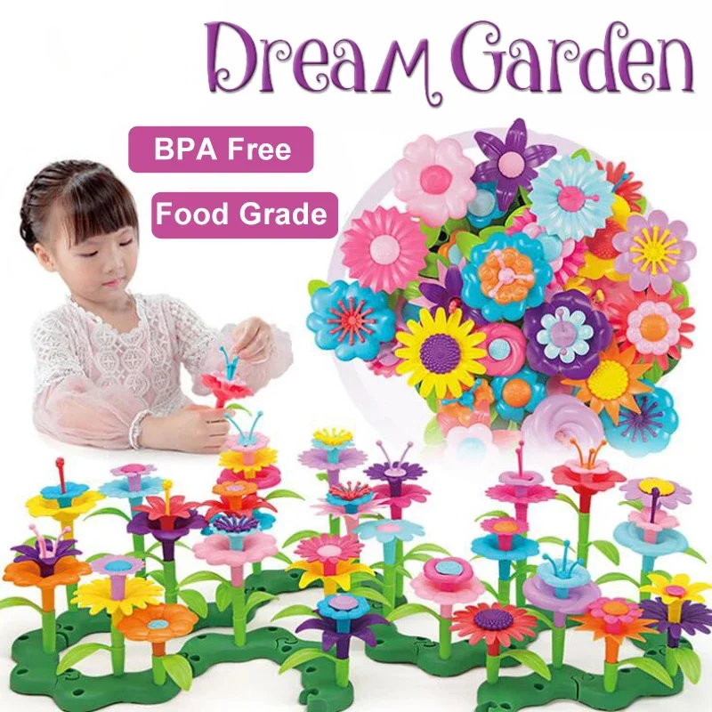 

DIY Pop Beads Flowers Toys for Girls Children Flower Arrangement Toy Assembling Garden Educational Toys For Kids with Box