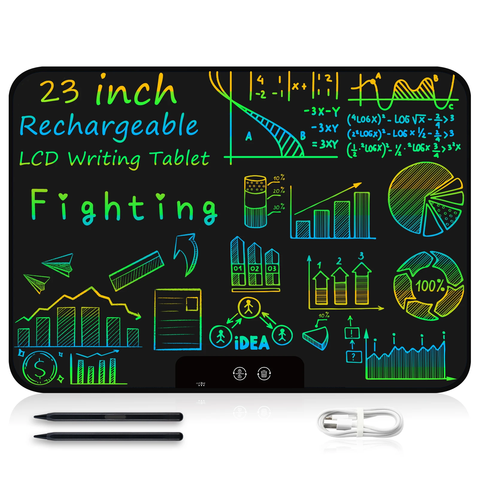 Tableta de dibujo y escritura LCD de 18 y 23 pulgadas, recargable, Digital, gráficos coloridos, almohadilla de escritura a mano para niños, almohadilla electrónica portátil para bocetos