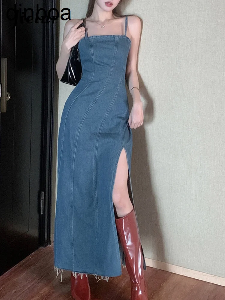 

Женское джинсовое платье без бретелек, с вырезом-лодочкой