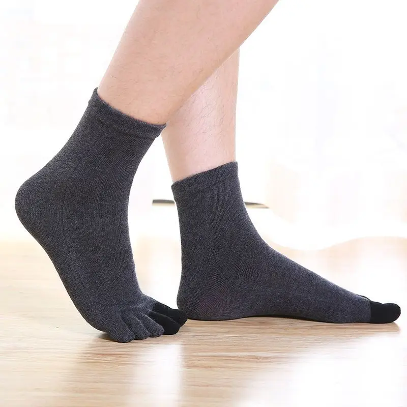 10 Pairs Men Toe Socks Pure Cotton Five Finger Middle Tube Autumn Winter Comfortable Sweat Absorbing Toe Breathable Socks