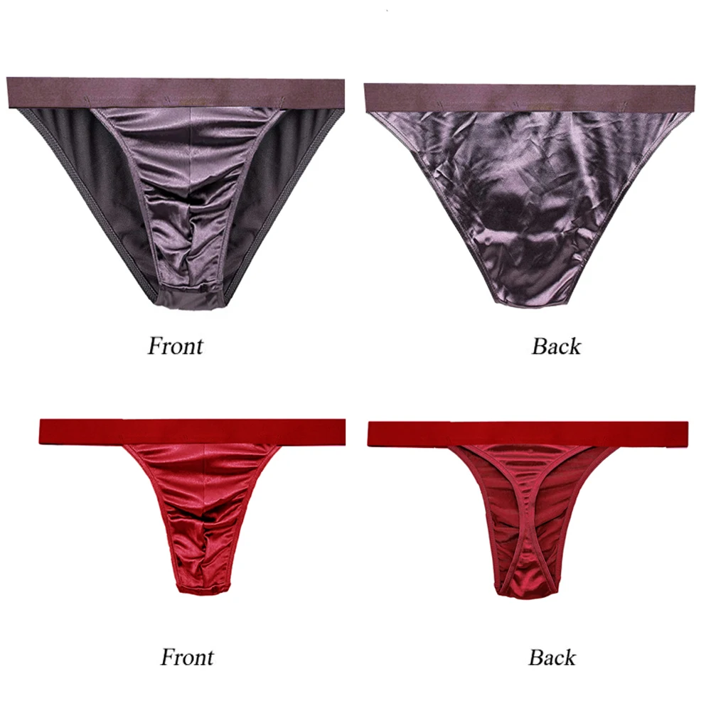 Mierside 8pcs/lot Men Briefs Thong Gay Sexy Mens Underwear Shorts Male Panties Satin Silky Men Lingerie Solid G-String