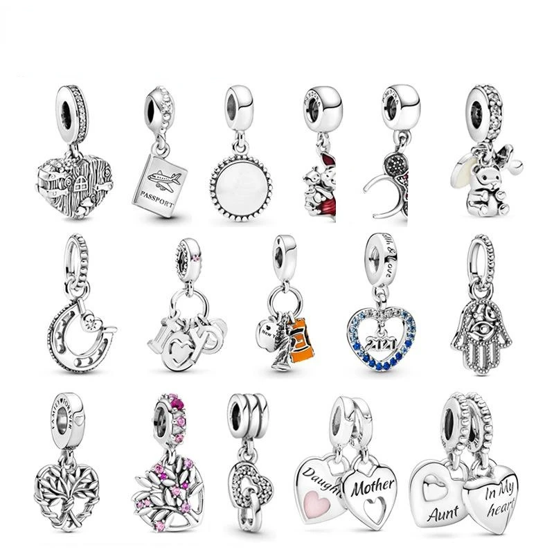 

New Hot Sale 100% S925 Sterling Silver Heart Charm Beads for DIY Charm Original Pandoraer Bracelet Luxury Jewelry