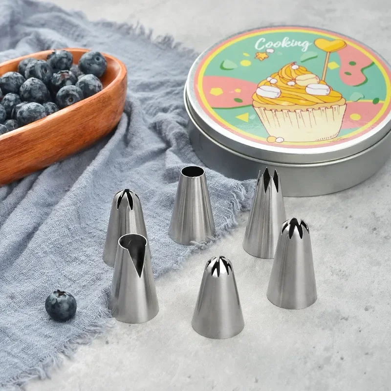 6 шт./набор насадки для украшения тортов из нержавеющей стали