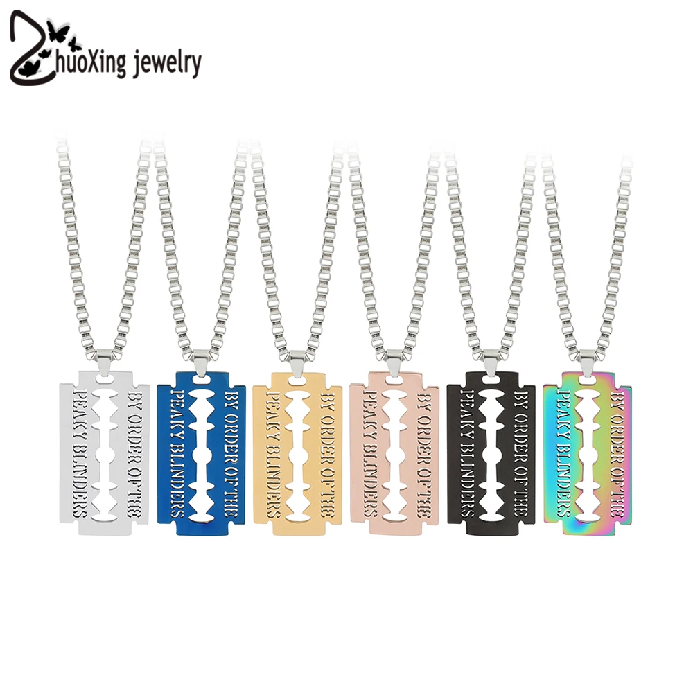 

Peaky Blinders Blade Necklace Stainless Steel Razor Blade Pendants Necklaces Male Shaver Shape Necklace Charm Movie Jewelry