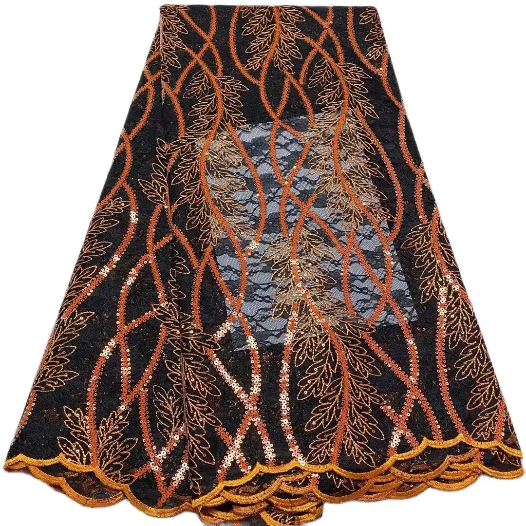 

African Lace Fabric 2022 Friendly French Mesh Lace With Sequins Nigerian Lace Fabric For Wedding Dress