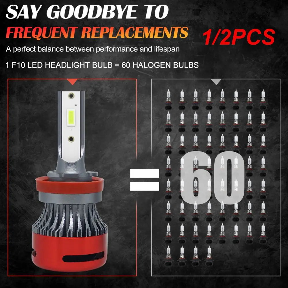 

1/2PCS Car Led Headlamp 6000k Shockproof Hassle-free Installation Super High Brightness Perfect Match Car Supplies