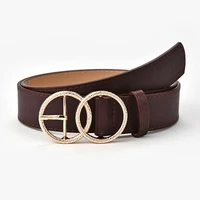 double ring women belt waist belt pu leather metal buckle heart pin belts for ladies leisure dress jeans wild waistband