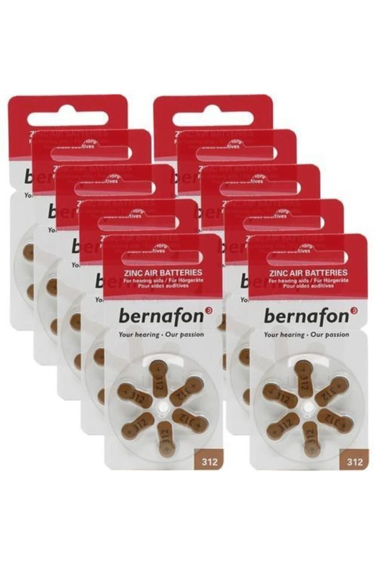 Bernafon Hearing Aid Headphone Battery No:312 (10x6 Set = 60