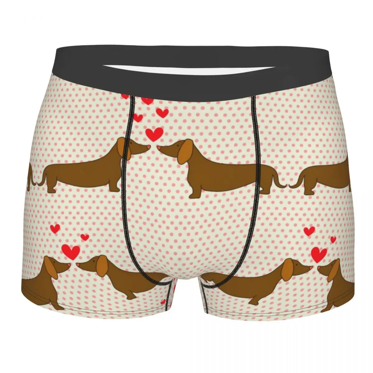 Men's Panties Underpants Boxers Underwear Lovely Dachshund Couples With Hearts Sexy Male Shorts