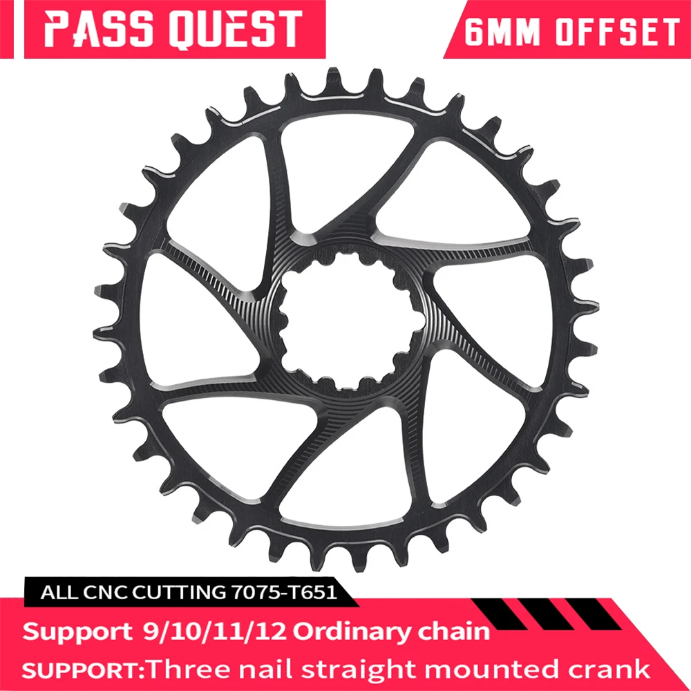 PASS QUEST GXP/DUB 6mm Offset Bicycle Chainring Narrow Wide Teeth Install Directly Chain Wheel 28-46T For SRAM BOOST Crankset
