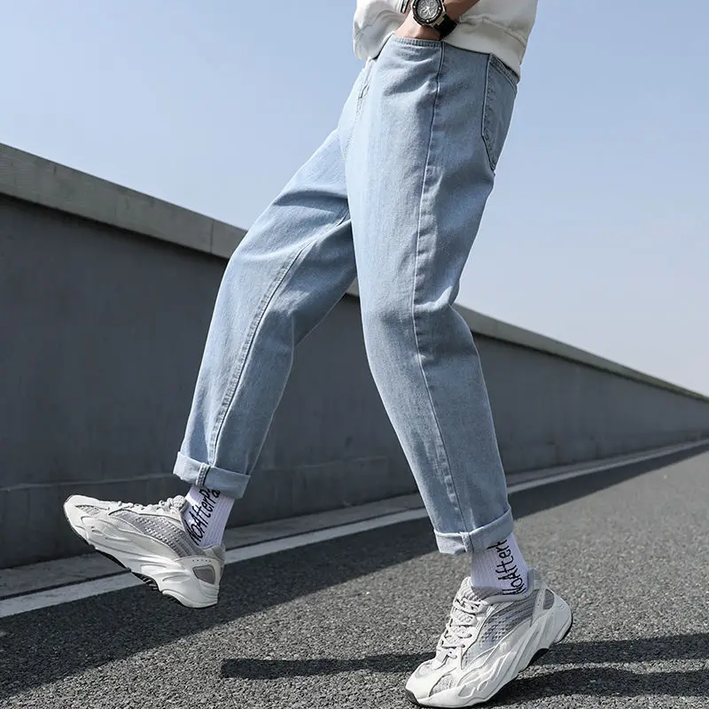 2022 New Loose Men Jeans Male Trousers Simple Design High Quality Cozy All-match Students Daily Casual Straight Denim Pants