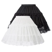 womens lolita skirts crinoline petticoat evening party underskirt vintage elastic waist 2 loop ruffles swing black gothic skirt