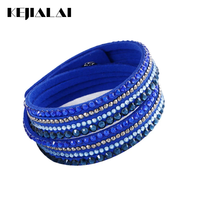 2017 New Fashion Jewelry Wrap Bracelets Women Chram Bracelets with Full Crystal Multi Crystal Stone Bracelet Winding KJL006