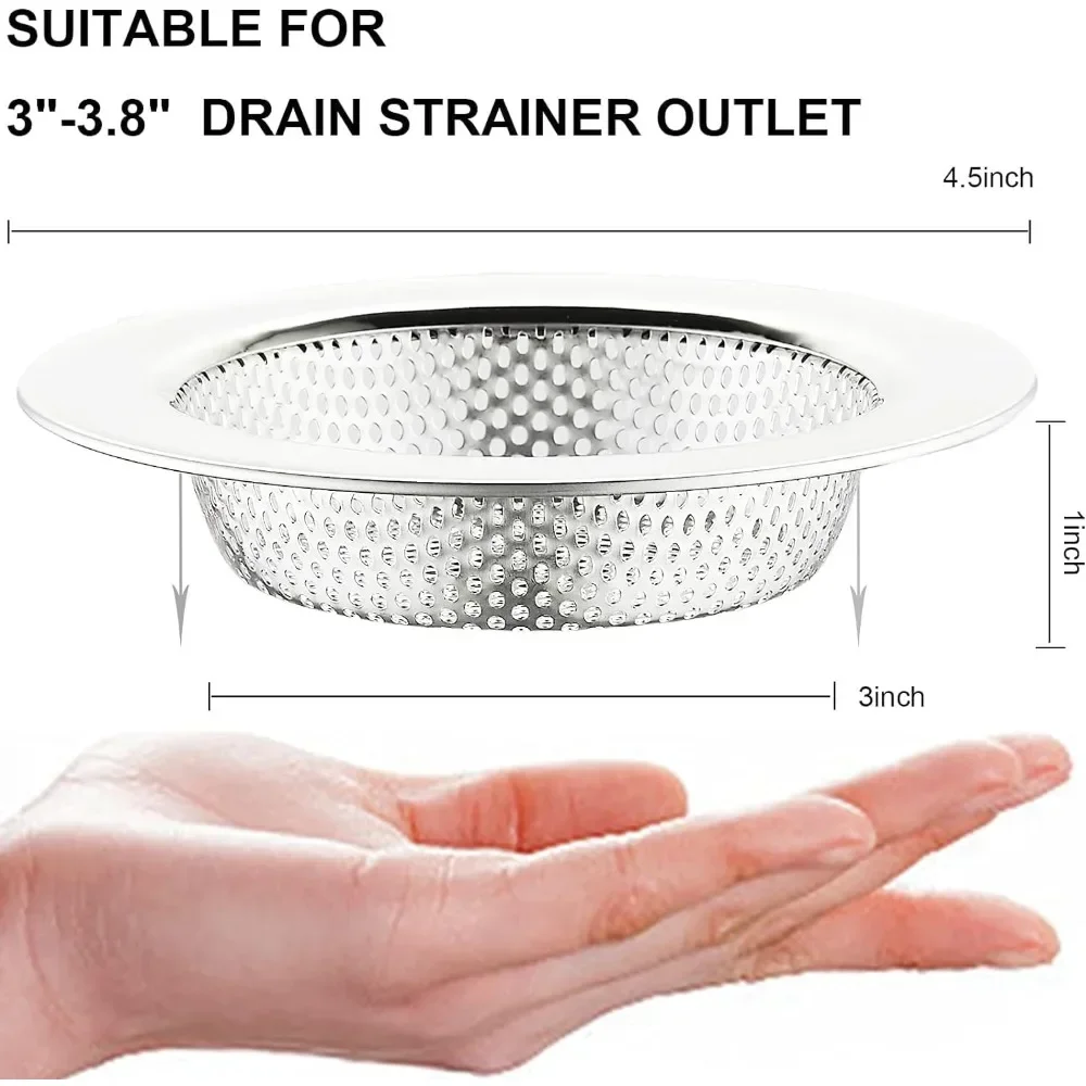 For 2 Pcs Kitchen Sink Filter Made of Stainless Steel with A Wide Edge and Diameter Approximately 11 Centimeters