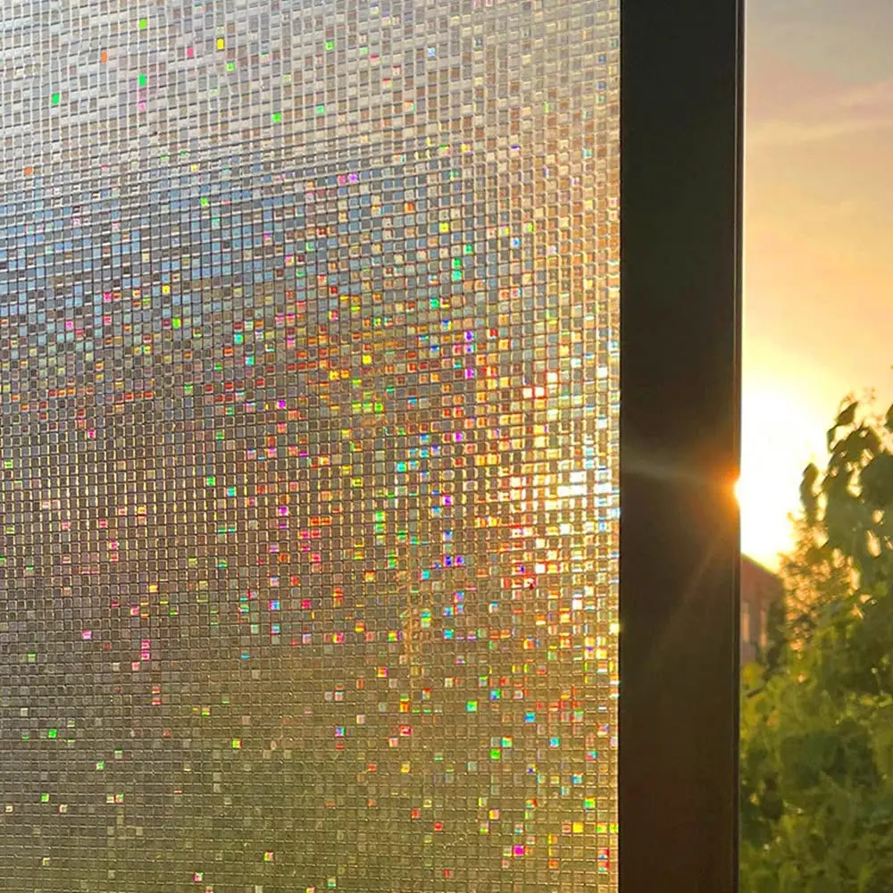 

Rainbow Privacy Window Film 3D Decorative Decals Stained Glass Stickers Non-Adhesive Static Cling Glass Film for Home Office