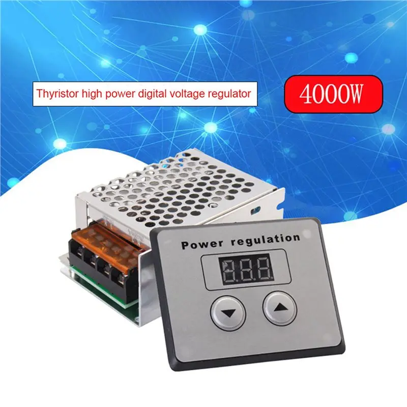 Фото JABS-10X 4000W 220V AC SCR Регулятор напряжения, диммер, контроллер скорости электродвигателя и температуры + цифровые измерители №3