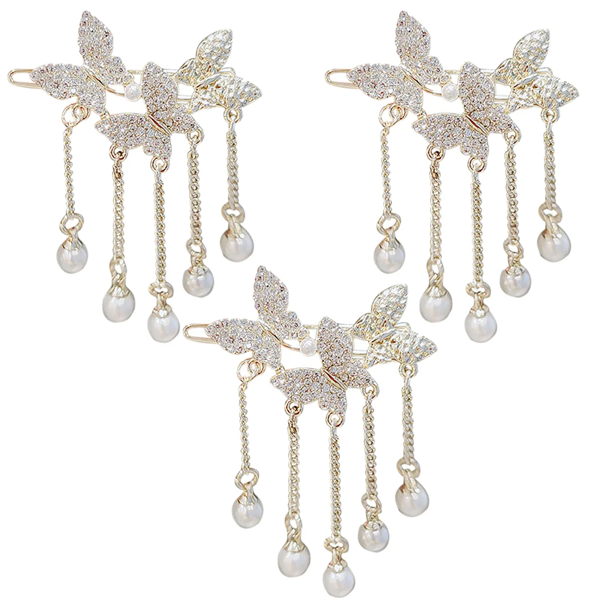 

3pcs Hair Clips Butterflies Tassel Hair Barrettes Tassel Headdress Hair Decors