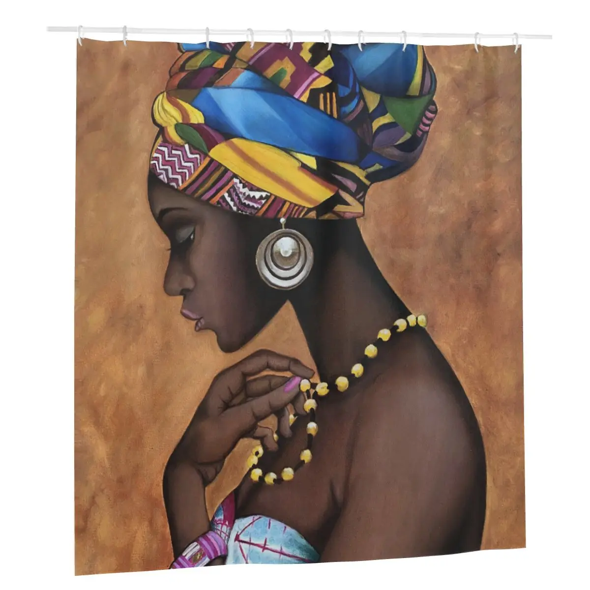 

African American Women Lady Bathroom Shower Curtains Black Afro Girl Wall Decoration Hanging Bath Curtains with Hook set