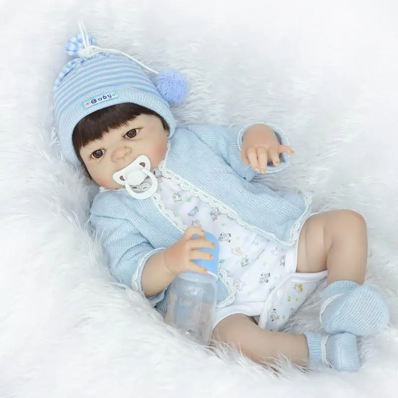 

23 Inch Preemie Full Body Silicone Baby Doll Boy Girl Alive Lifelike Bebe Reborn Doll Surprice Children Anti-Stress