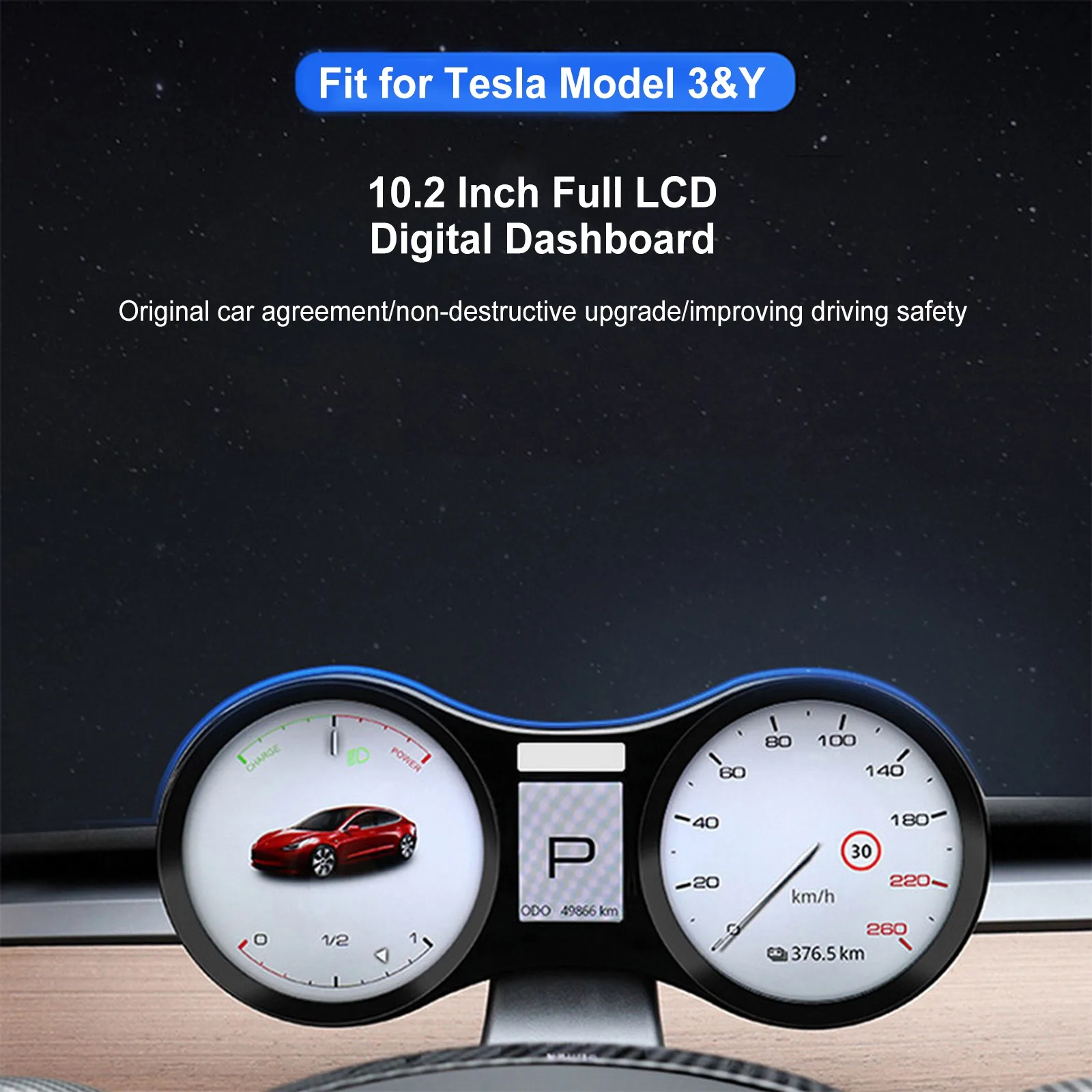 

Автомобильный кластер приборной панели, подходит для Tesla 3/Y 2017-2021, профессиональные автомобильные запасные части, инструменты, измерительны...