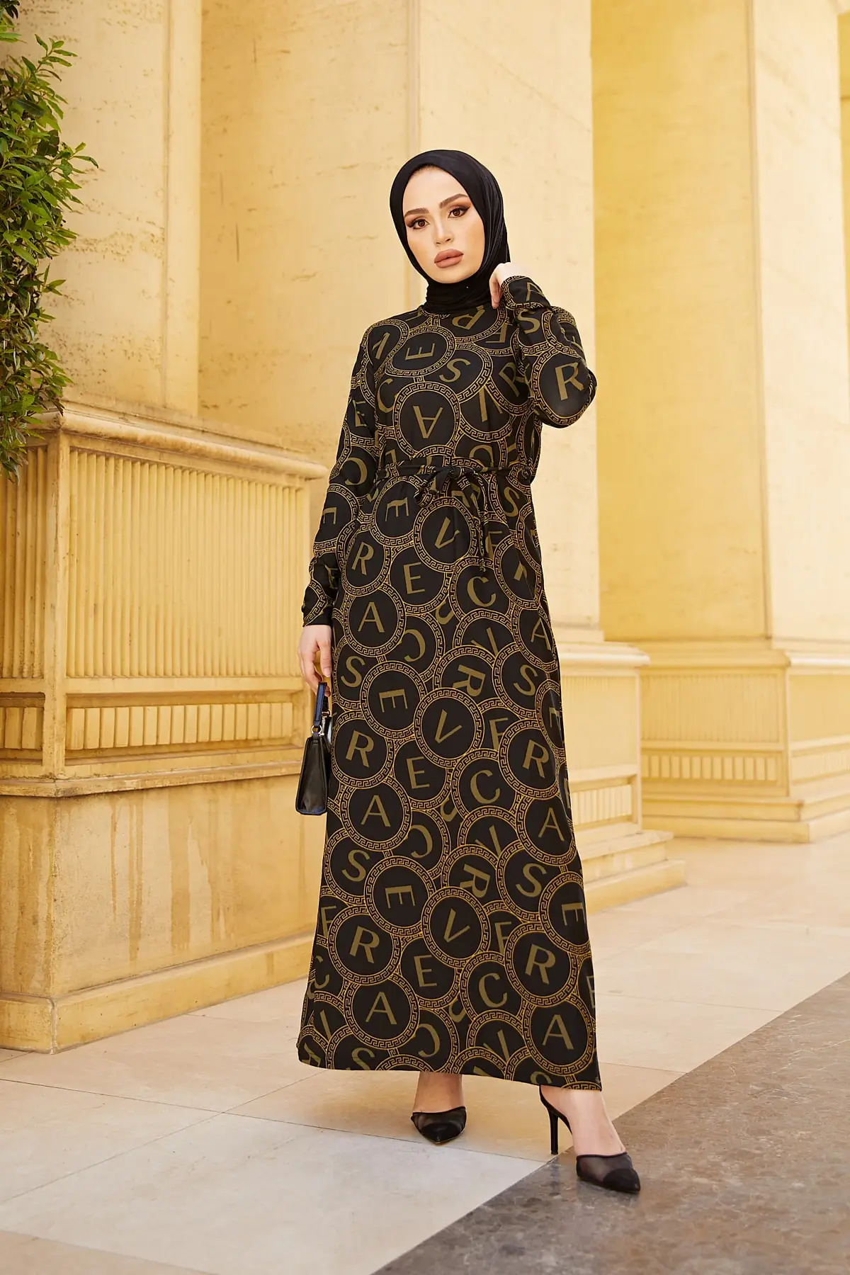 

Women Black Khaki Hijab Dress Personalized Design