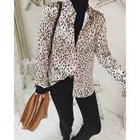 2022 womens plaid leopard animal satin silky blouse shirts top tunic clothes female cardigan long sleeve fashion autumn new za