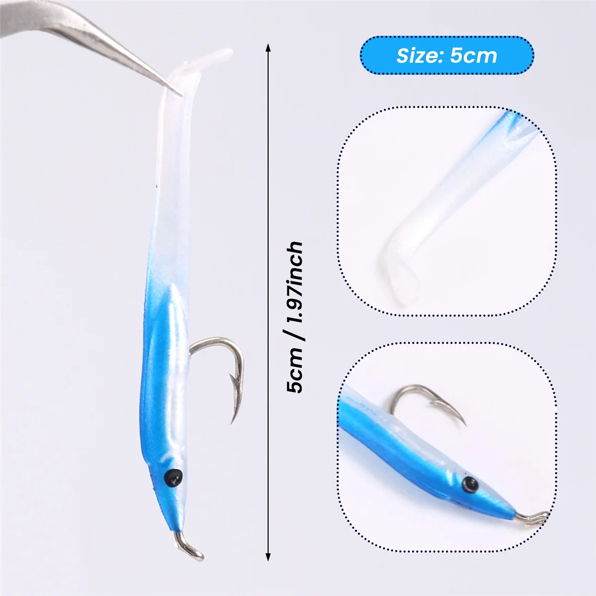 SUNMILE Поддельная рыболовная приманка Морская с крючком для угря Бионическая 5 см/0 6