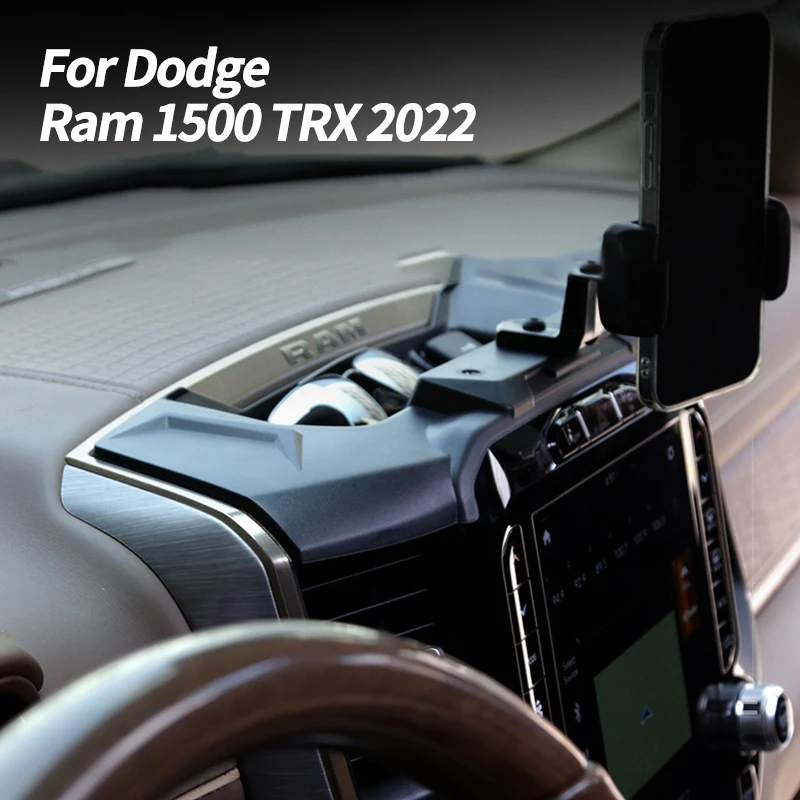 

GPS Car Phone Holder Storage Box For Dodge Ram 1500 TRX 2022 Multi-Function Mobile Air Vent / CD Slot Mount Metal Accessories