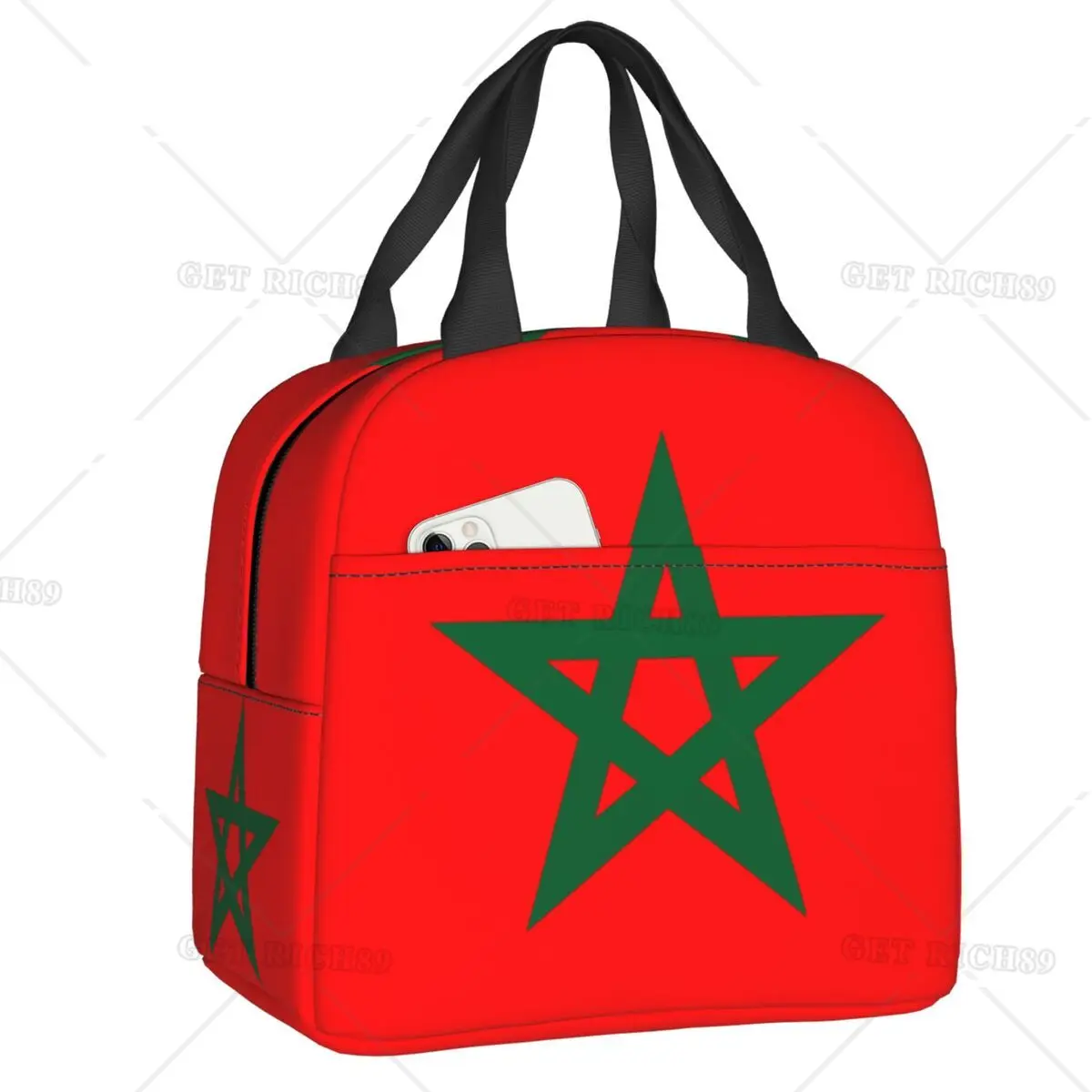 

Morocco Flag Lunch Bag Men Women Moroccan Patriotic Cooler Thermal Insulated Lunch Box for Kids School Children Food Bags