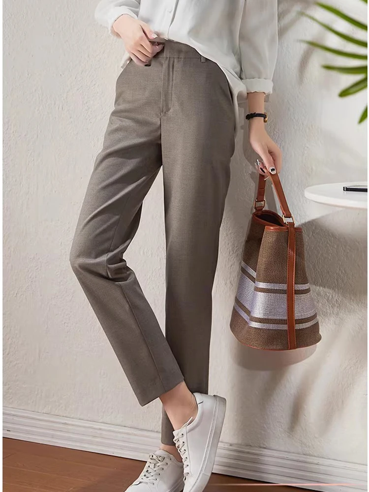 Повседневные Костюмные брюки до щиколотки женские прямые на весну и осень