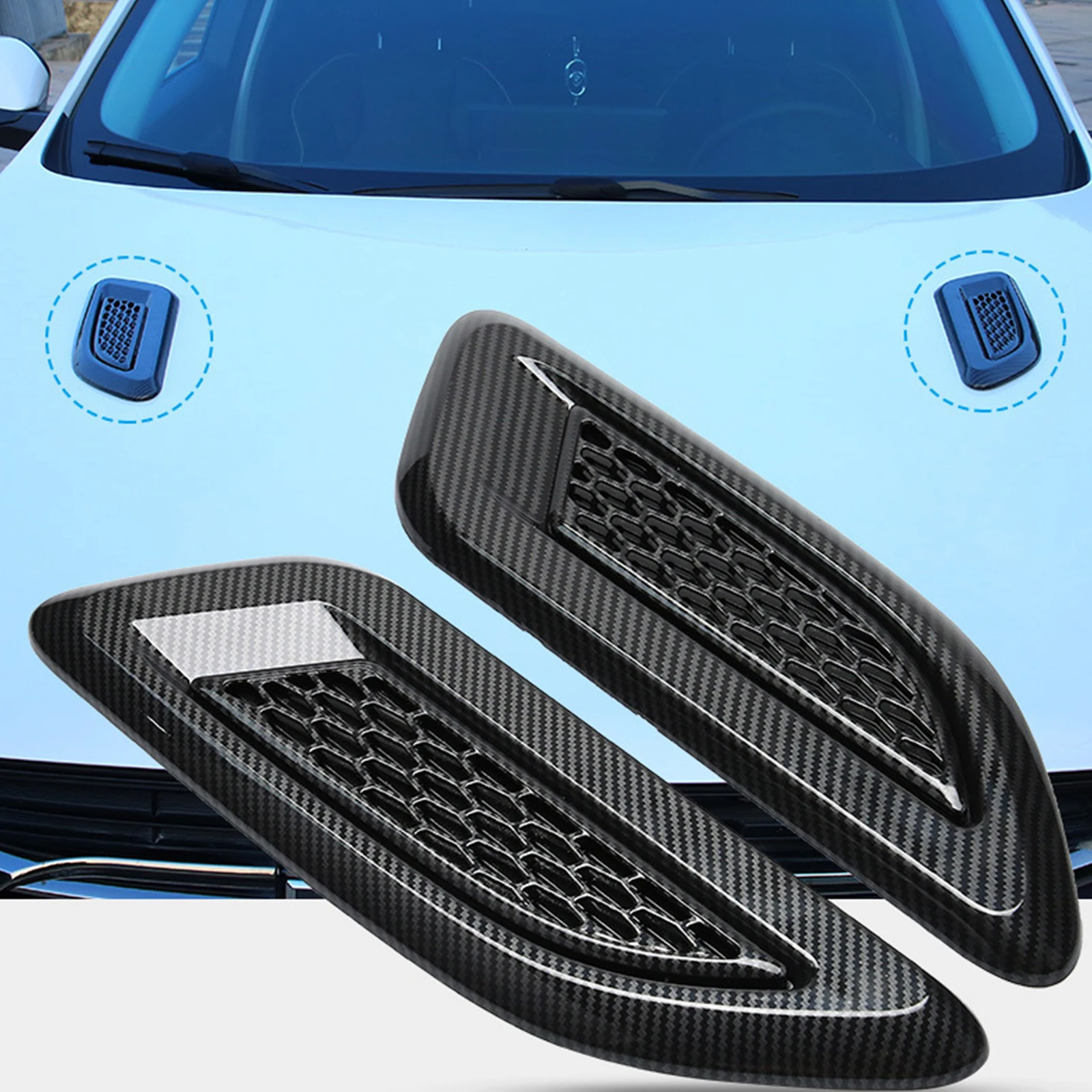 

2Pcs Universal Car Air Intake Inlet Bonnet Hoods Scoop Vents Sticker Decorative Cover Tuning Auto For Mustang Accessories