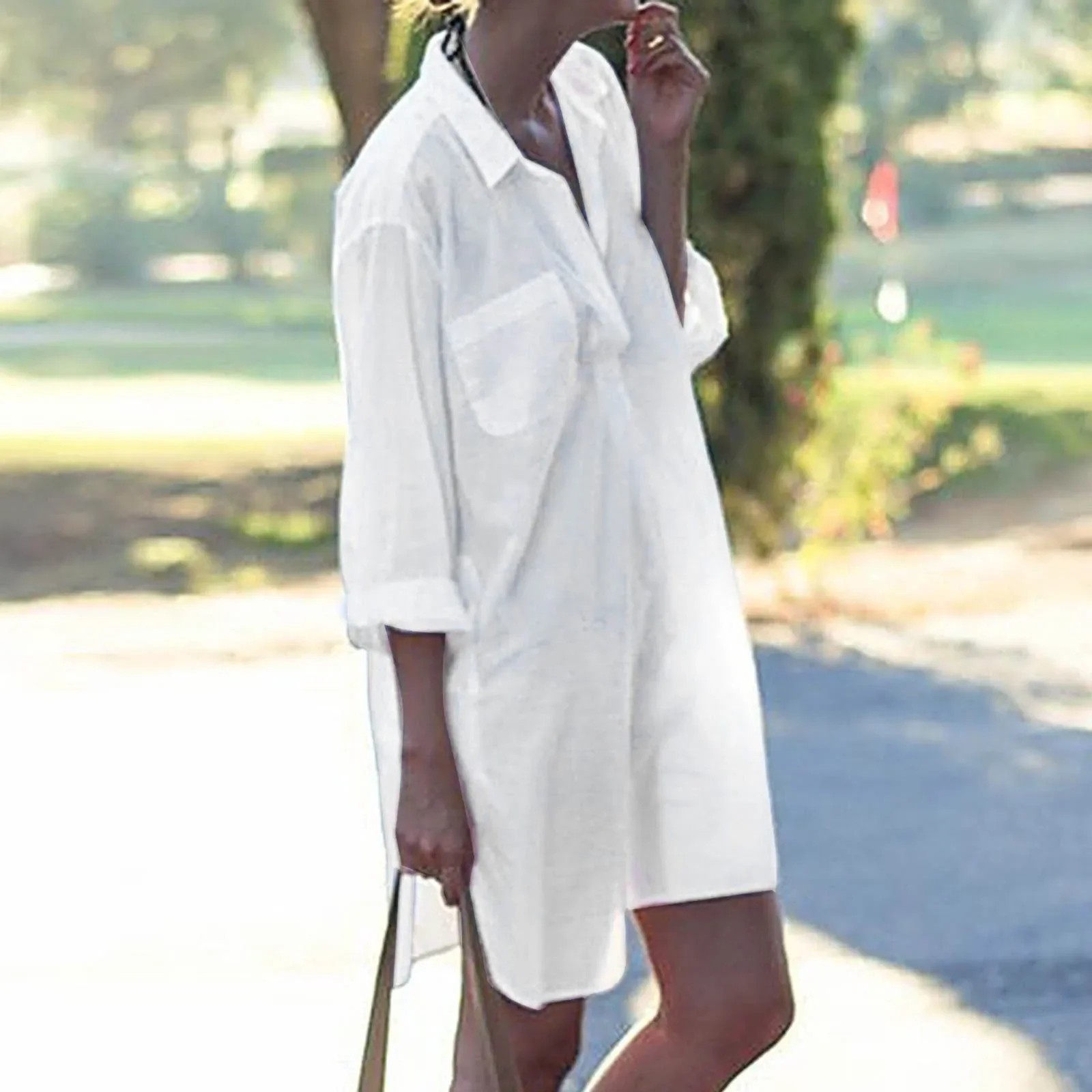 Пляжная рубашка женский купальник однотонный рукав летучая мышь свободные