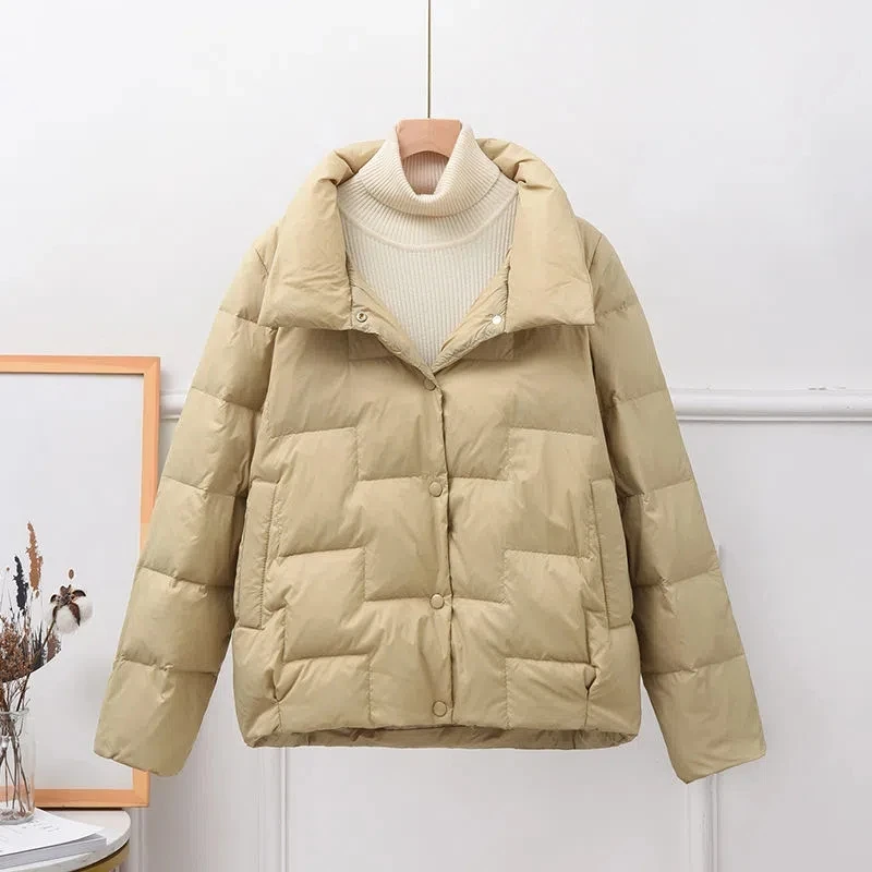 Parkas Women 2022 Autumn Winter New Stand-up Collar Light Loose All-match Down Jacket Female Casual Short White Duck Down Coat
