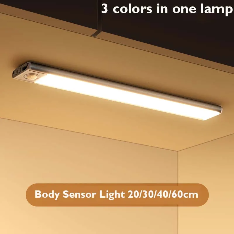 

Led Night Light 20/30/40/60cm Ultra Thin Light Cabinet Light Motion Sensor Wireless Type-c for Kitchen Bedroom Wardrobe Lighting