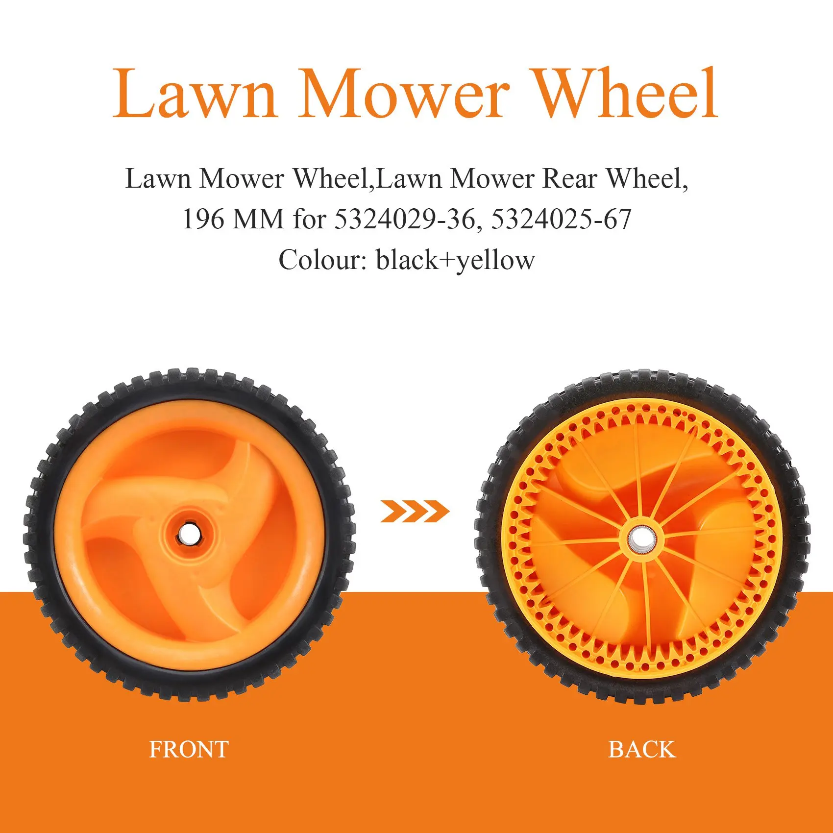 196 мм колесо для газонокосилки husqvarnish mccullake 5324025-67 5324029-36 532402567 532402936