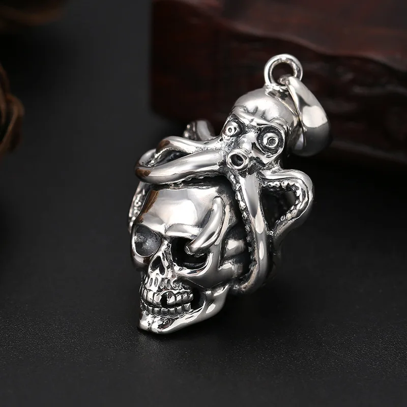 

S925 Sterling Silver Jewelry Creative Hanging Gimmick Octopus Silver Pendant Personality Men And Women Thai Silver Pendant