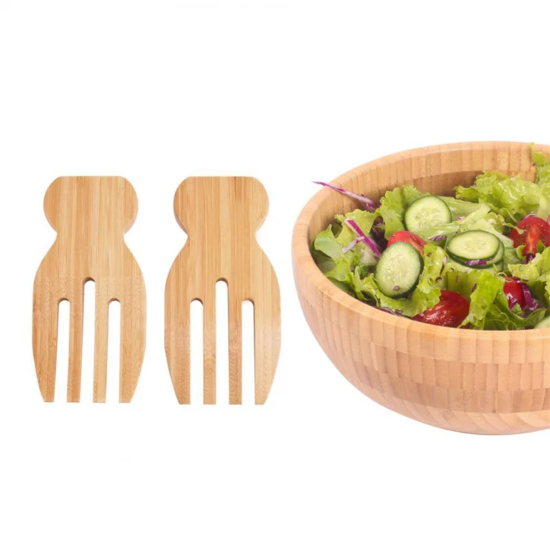 

Bamboo Salad Spoon Non-slip Spoons Easytoclean Kitchen Tool Bamboo Salad Claw Stirring Salad Pasta Fruit Western Food Completely