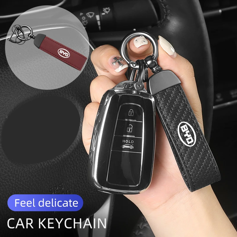 

Car Logo Keychain Leather Key Buckle Accessories For BYD M6 G3 G5 T3 F3 I3 F0 F6 S6 S8 E5 E6 G6 L3 S7 Tang Song Qing Yuan Max