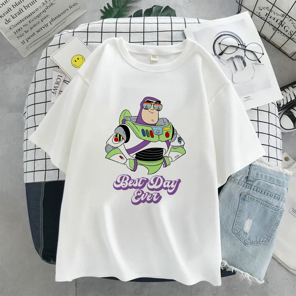Disney Sunglasses Print Buzz Lightyear Женская футболка Лидер продаж История игрушек Повседневная