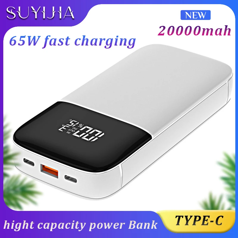 

20000mAh 65W Power Bank Type-C PD Fast Charging Powerbank Portable Charger External Battery for Notebook Phones Tablets Supply