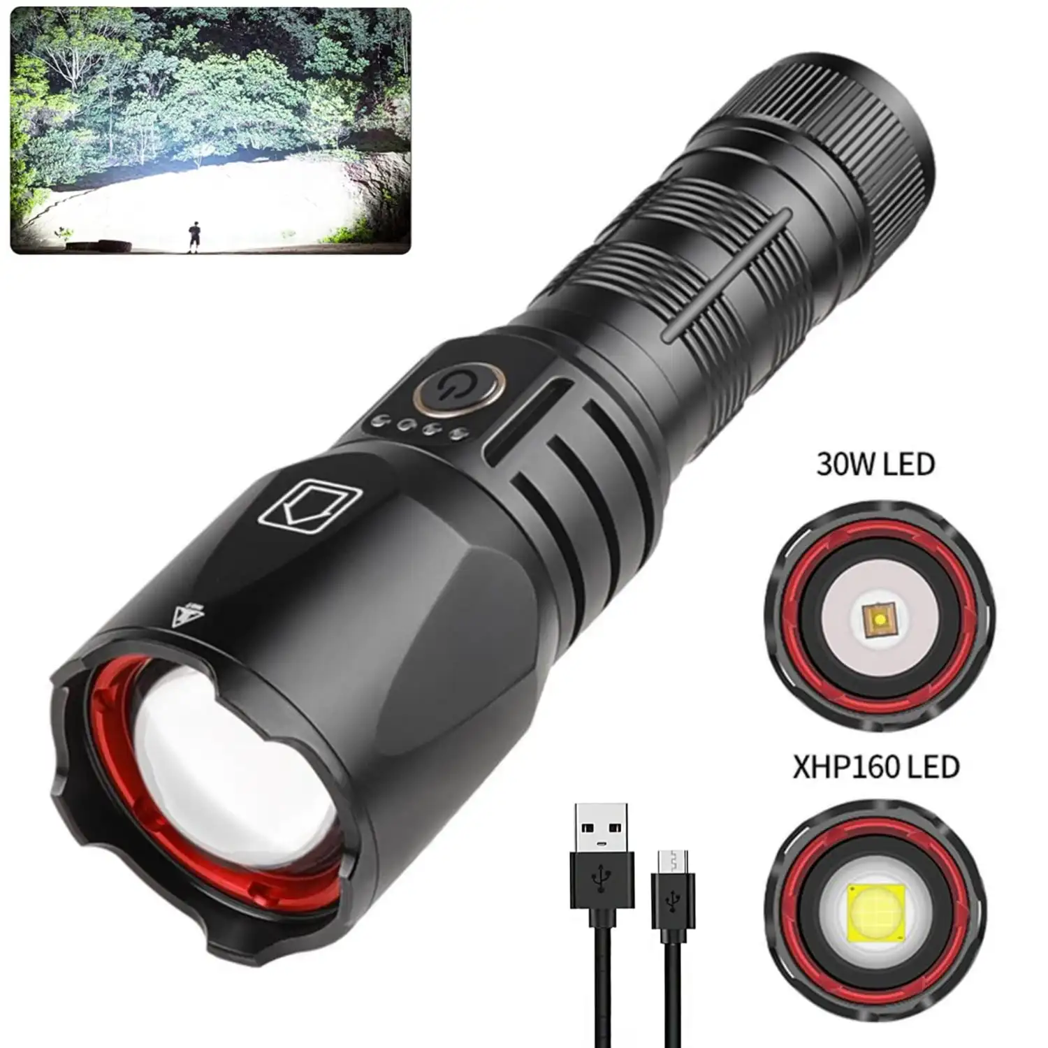 

Flashlight, 120000 High Lumens Rechargeable Flashlights, Super Bright XHP160 LED, 5 Light Modes, Waterproof, Zoomable Torch for