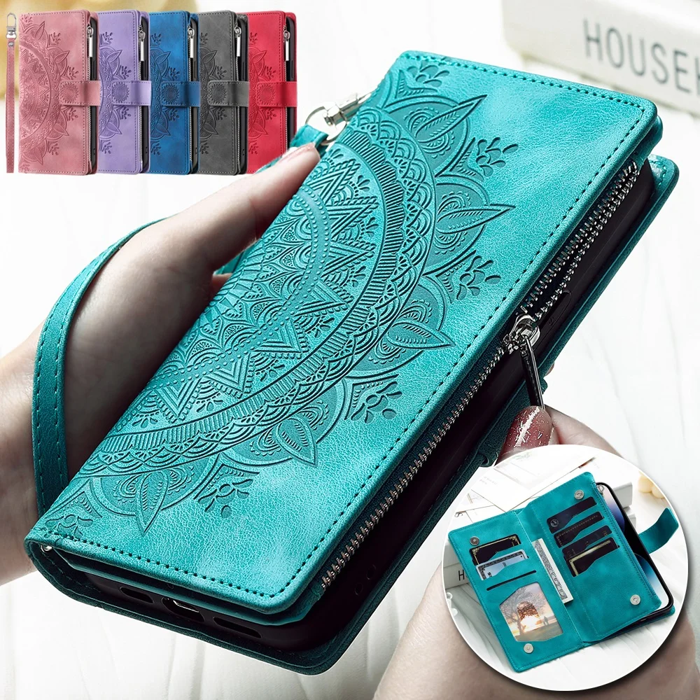 

Luxury Wallet Leather Case for iPhone 13 12 Mini 14 11 Pro Max Wallet Phone Case XR X XS Max 8 7 6S 6 Plus Lanyard Wristlet