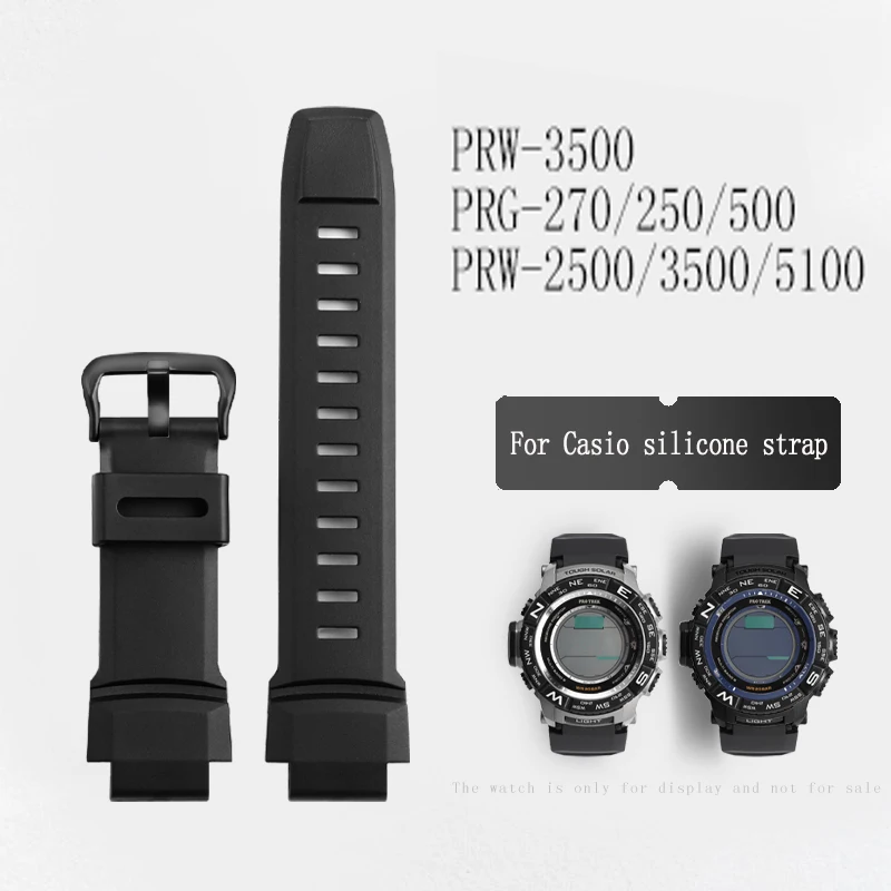 

Silicone WatchBands Rubber Wrist Strap For Casio PROTREK PRG-260/270/550/250 PRW-3500/2500/5100 Replacement Black Bracelet 18mm