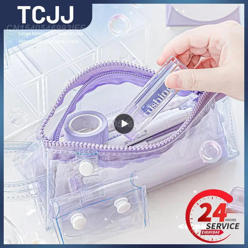 

Functional High Capacity Fashionable Durable Transparent Pencil Case Portable Storage Stationery Storage Back To School Spacious