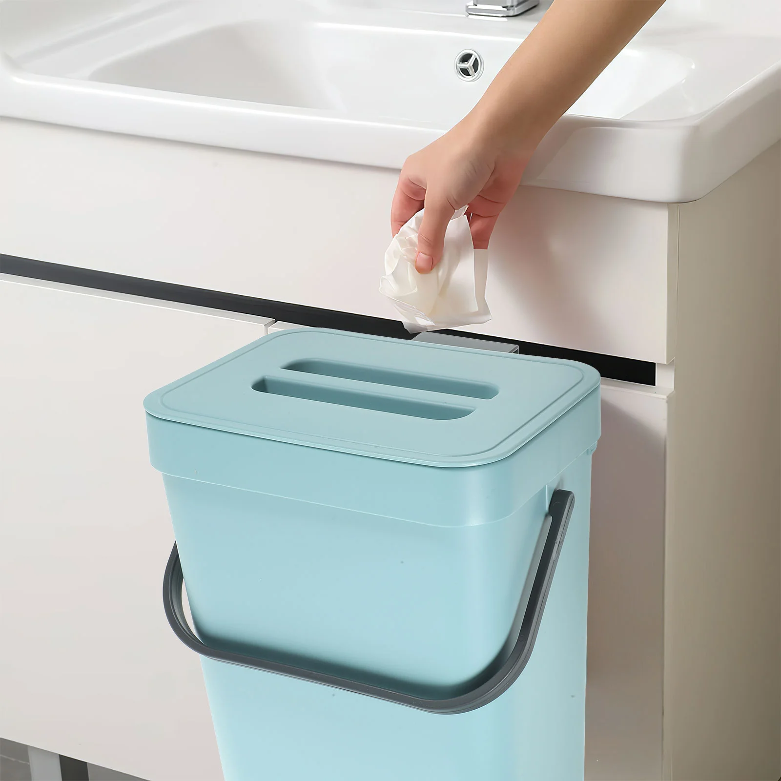 Кухонный подвесной мусорный бак под столом переработка с крышкой дверное