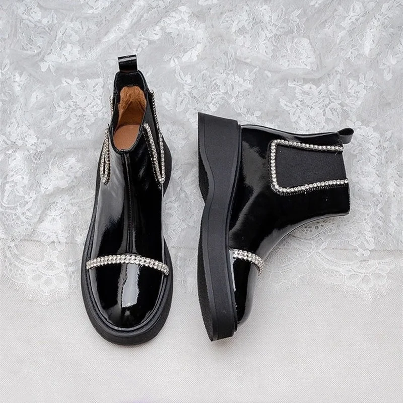 

Ботинки Martin женские в британском стиле Лето 2021 осень и зима новые Стразы ботинки Универсальные ботинки челси на толстой подошве